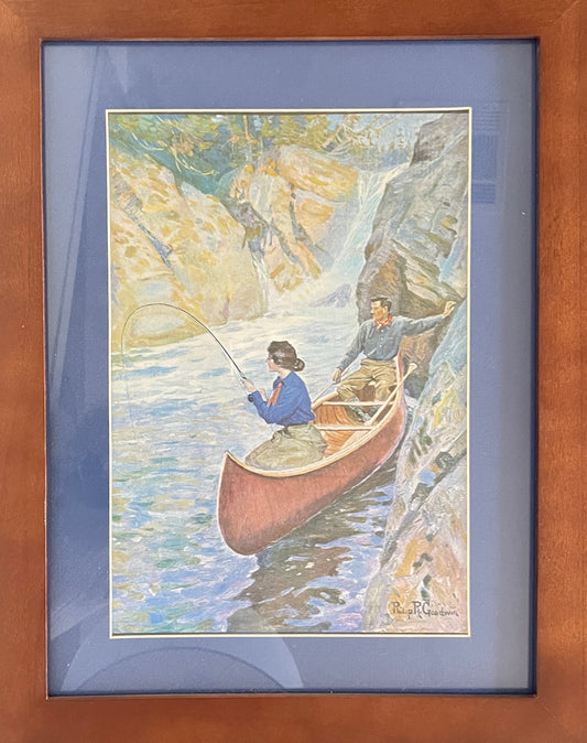 Print of a Woman and Man in a Canoe by Philip R. Goodwin