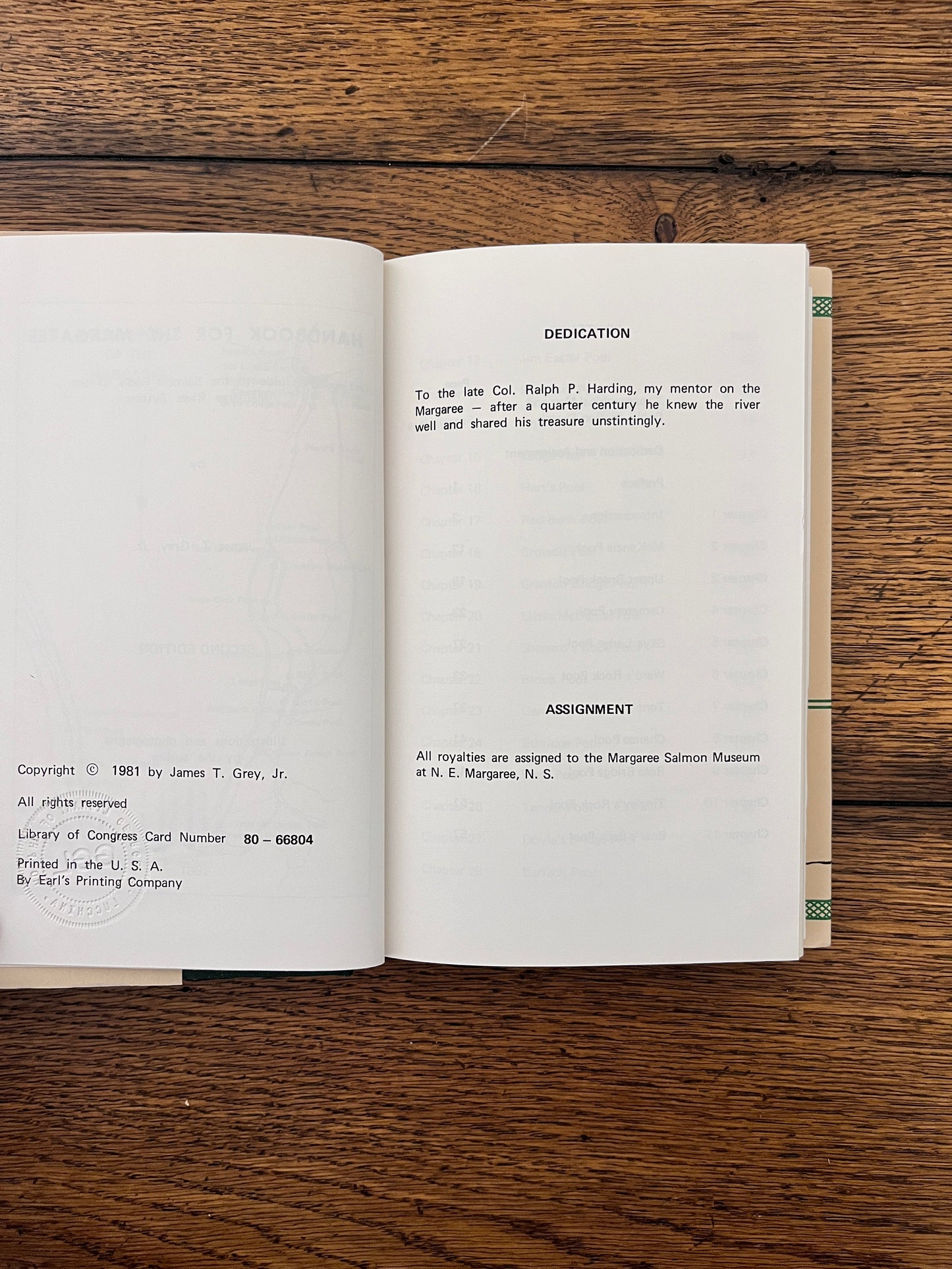 Handbook for the Margaree by James T. Grey, Jr. SIGNED