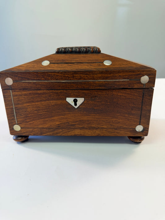 19th Century Rosewood and Mother of Pearl Tea Caddy