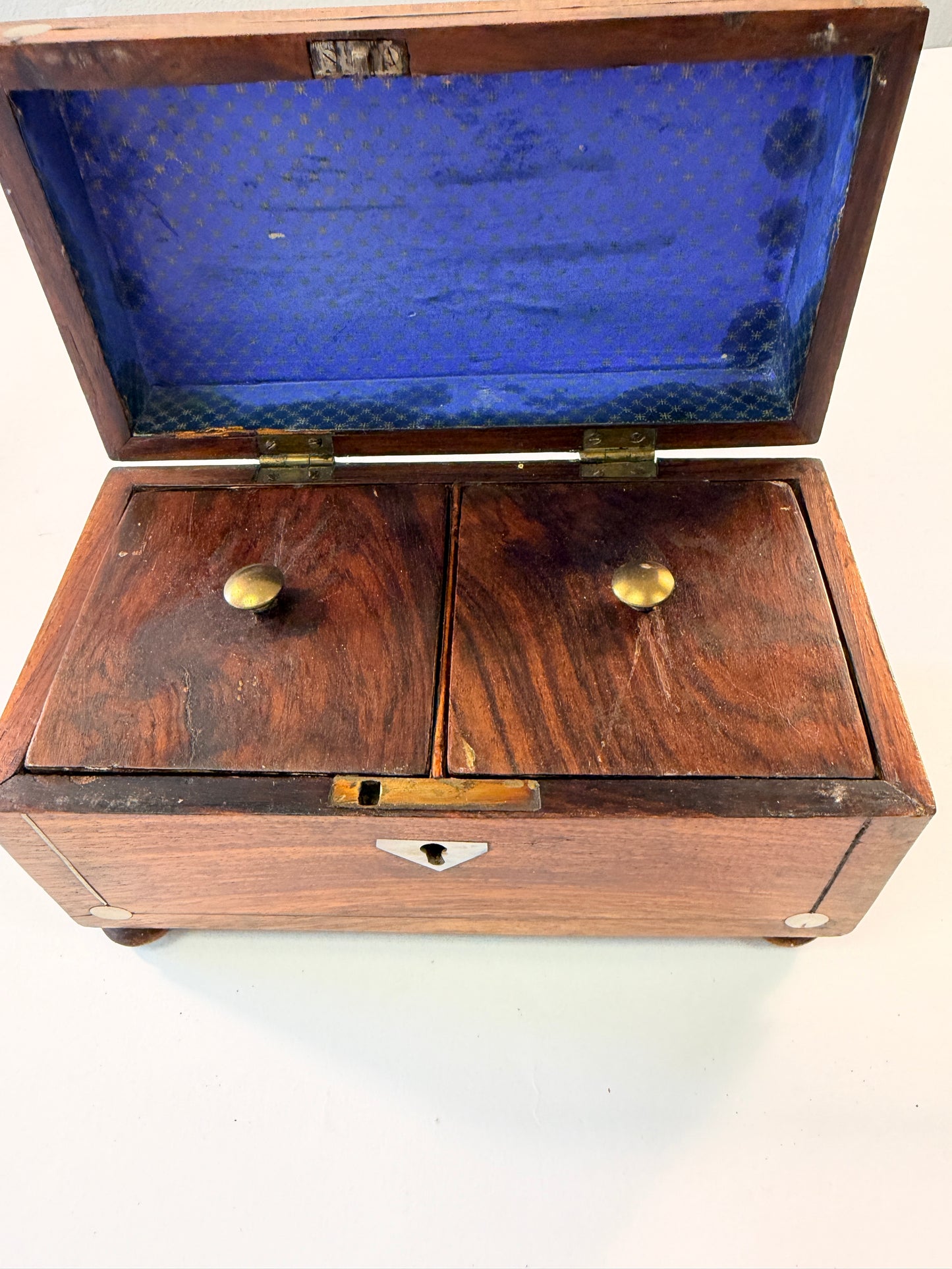19th Century Rosewood and Mother of Pearl Tea Caddy
