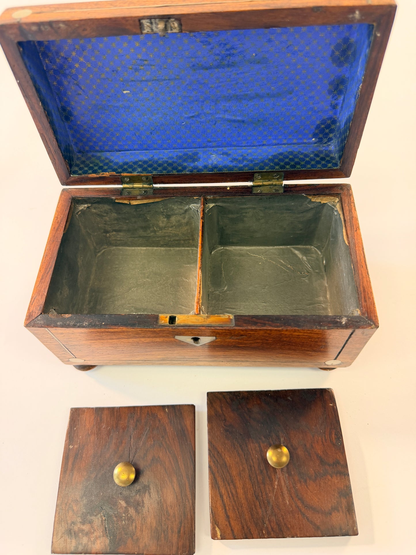 19th Century Rosewood and Mother of Pearl Tea Caddy