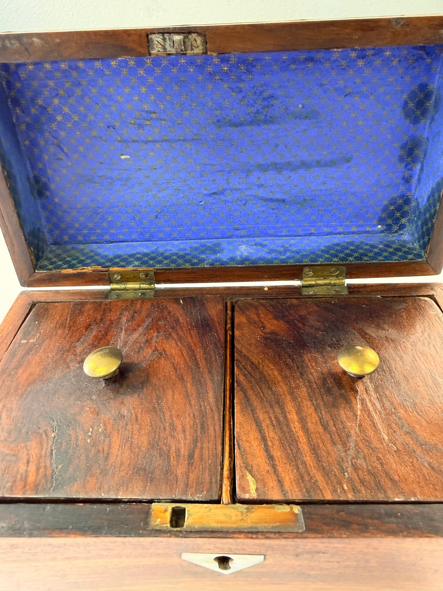 19th Century Rosewood and Mother of Pearl Tea Caddy