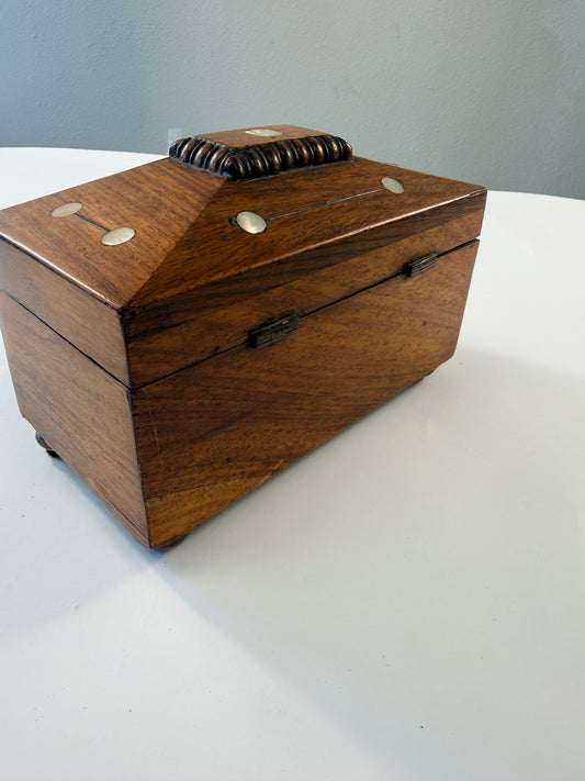 19th Century Rosewood and Mother of Pearl Tea Caddy