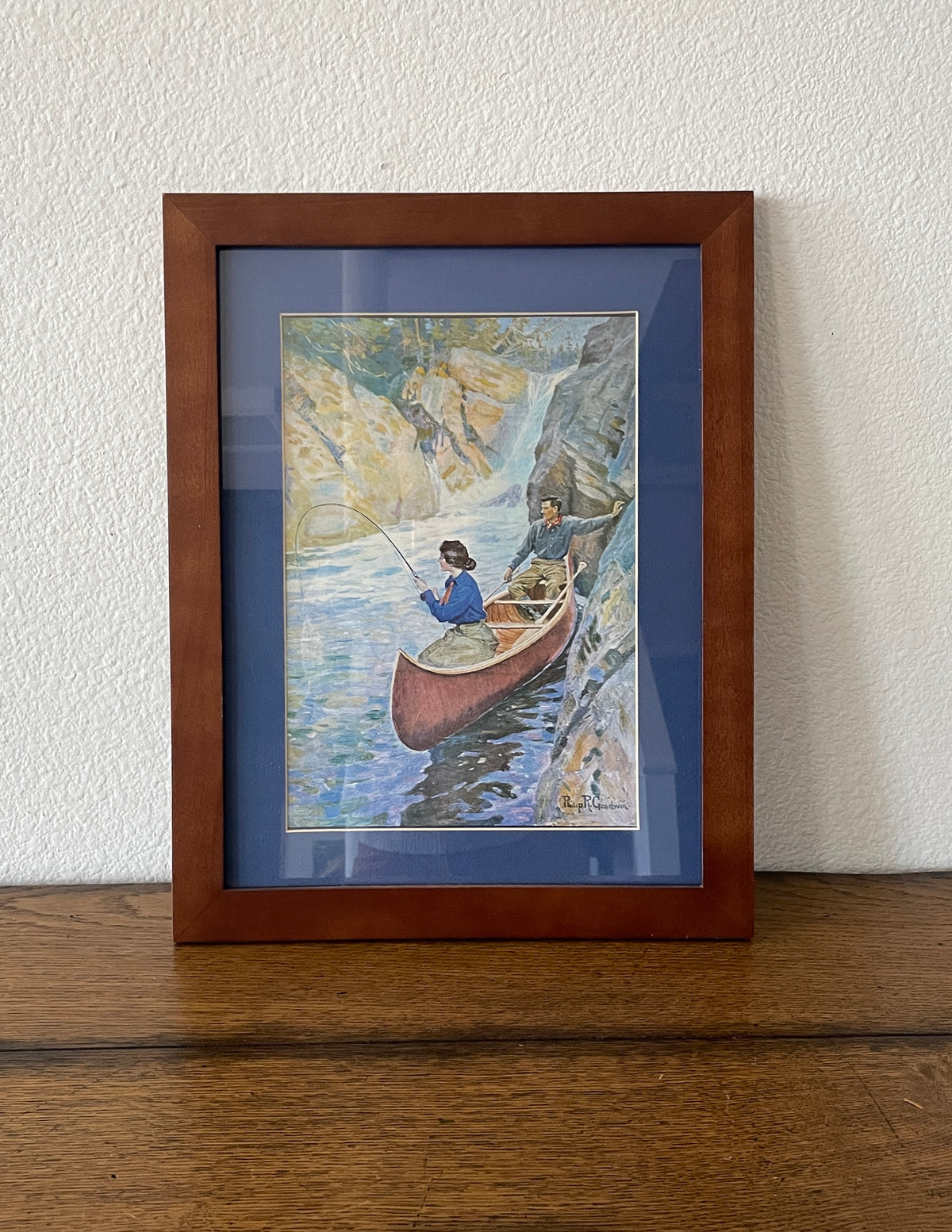Print of a Woman and Man in a Canoe by Philip R. Goodwin