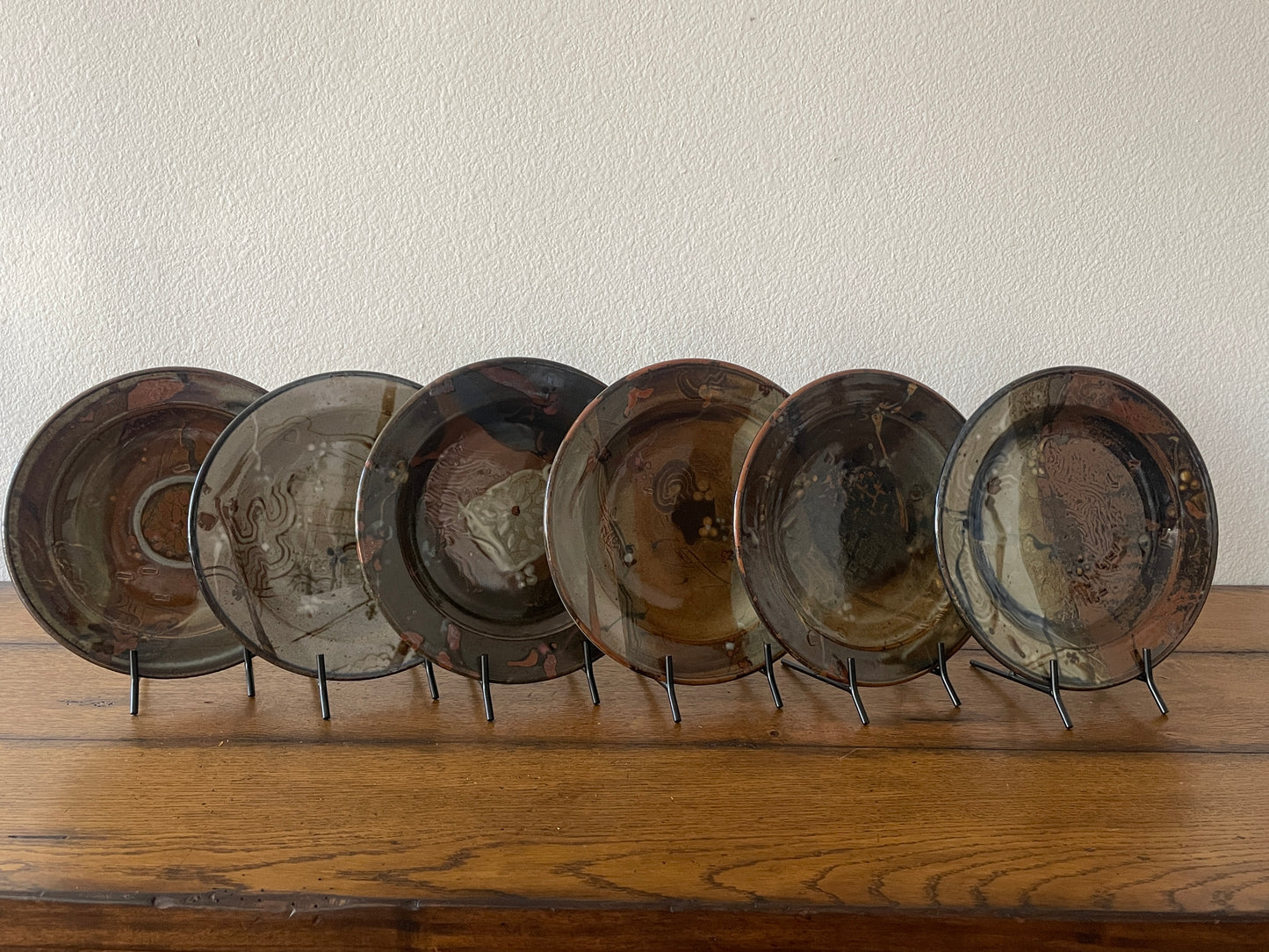 Plum Tree Pottery Dinner Plates by John Glick -- Set of 6
