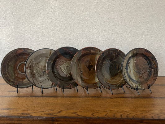 Plum Tree Pottery Dinner Plates by John Glick -- Set of 6