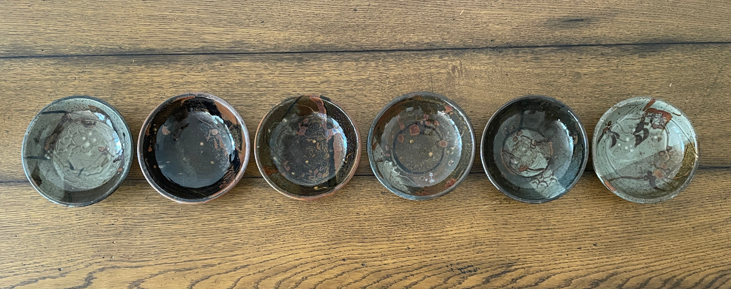 Plum Tree Pottery Small Bowls by John Glick -- Set of 6
