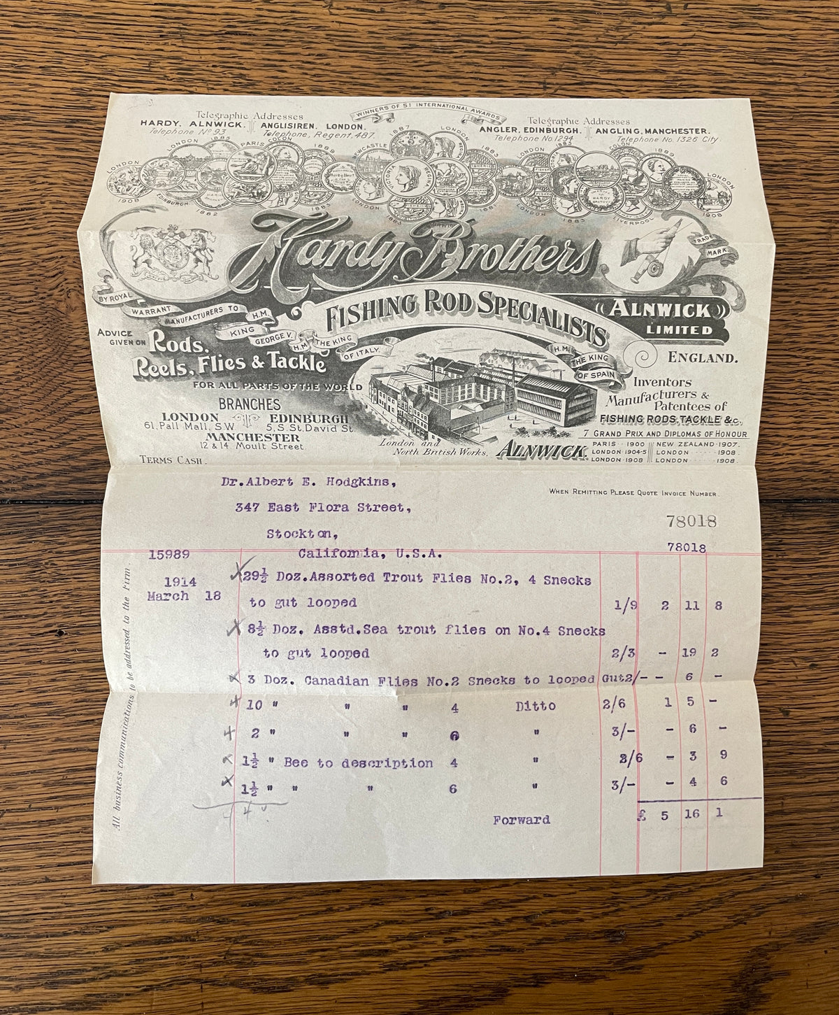 Hardy Bros Receipt #78018