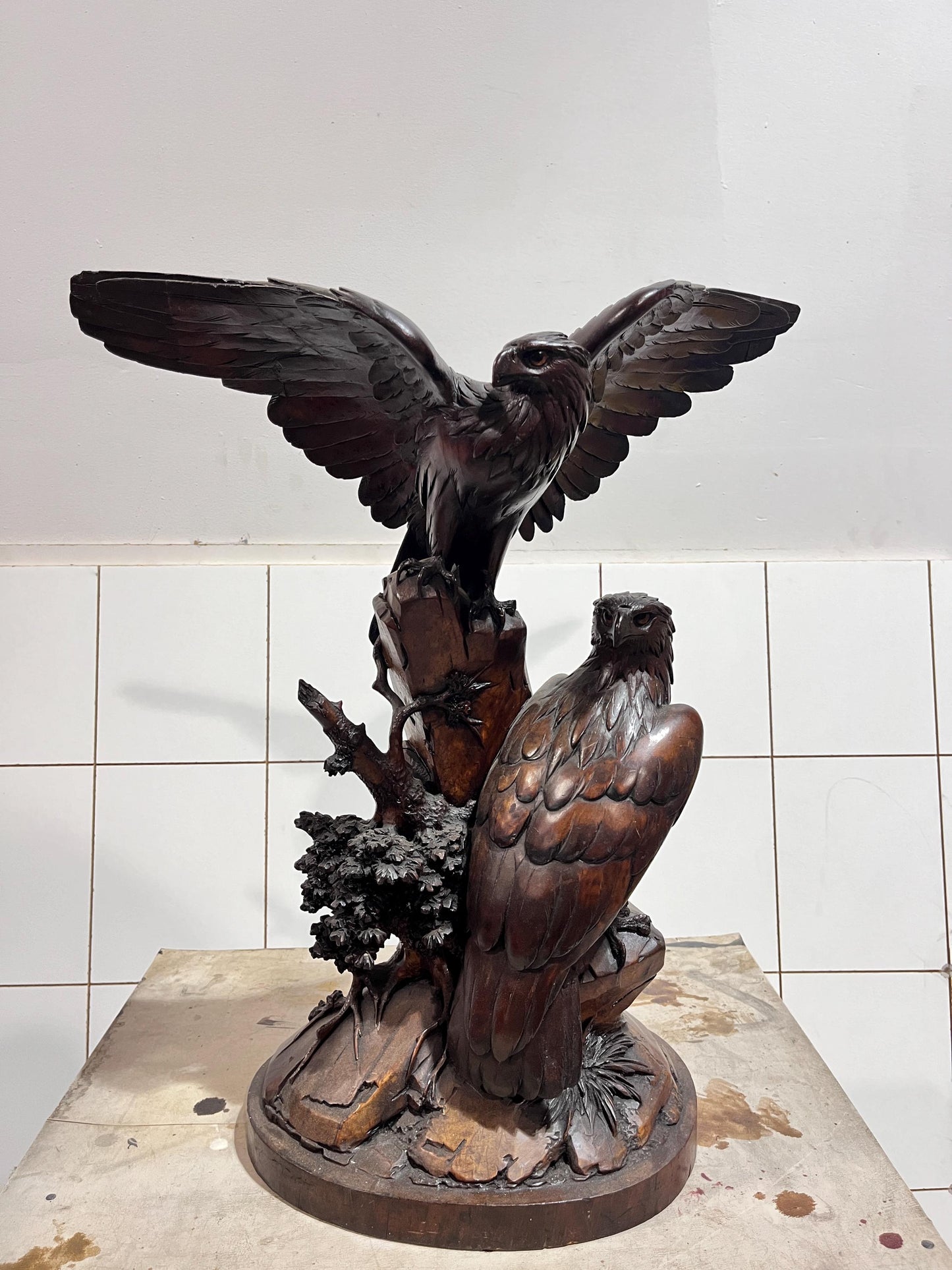 19th Century Black Forest Hawk Sculpture