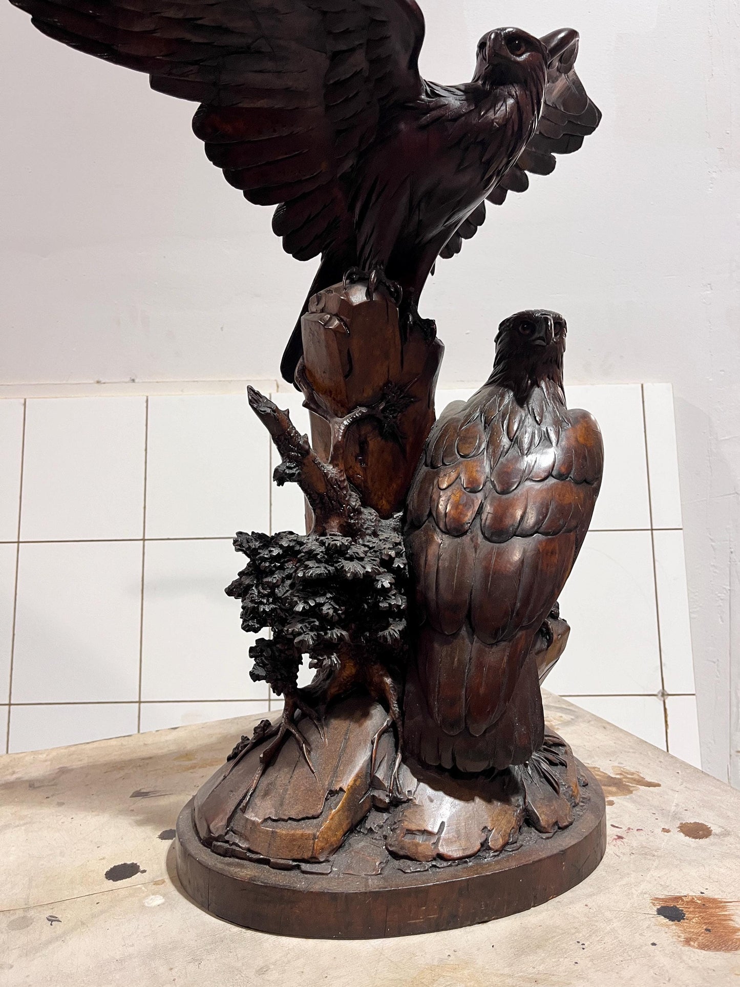 19th Century Black Forest Hawk Sculpture